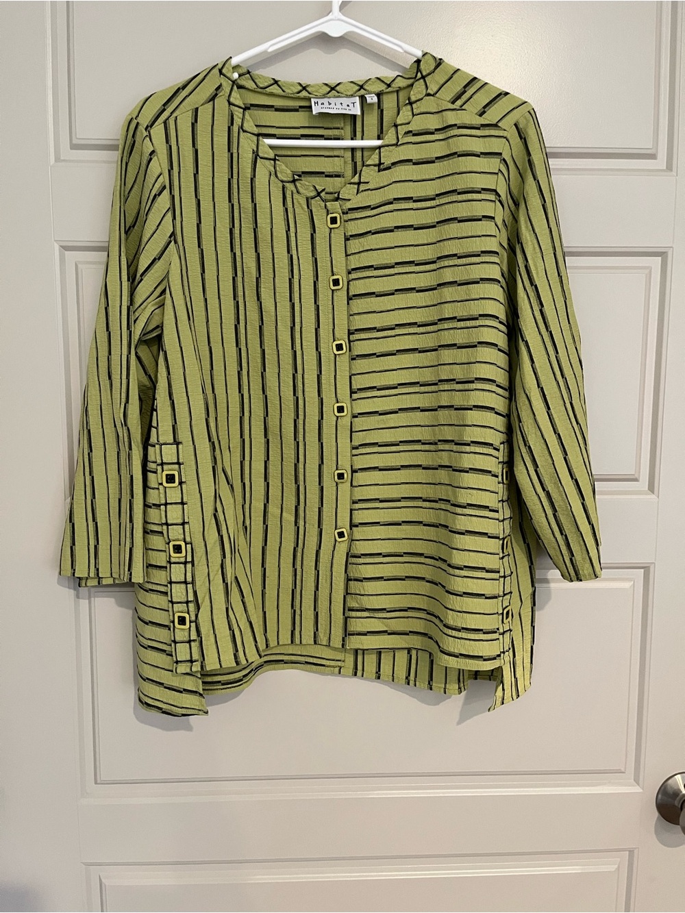Habitat Olive Green Striped Button-Front Shirt